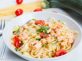 Linguine aux crevettes courgettes et citron recette facile