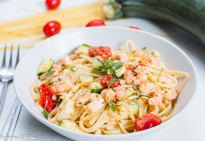 Linguine aux crevettes courgettes et citron recette facile