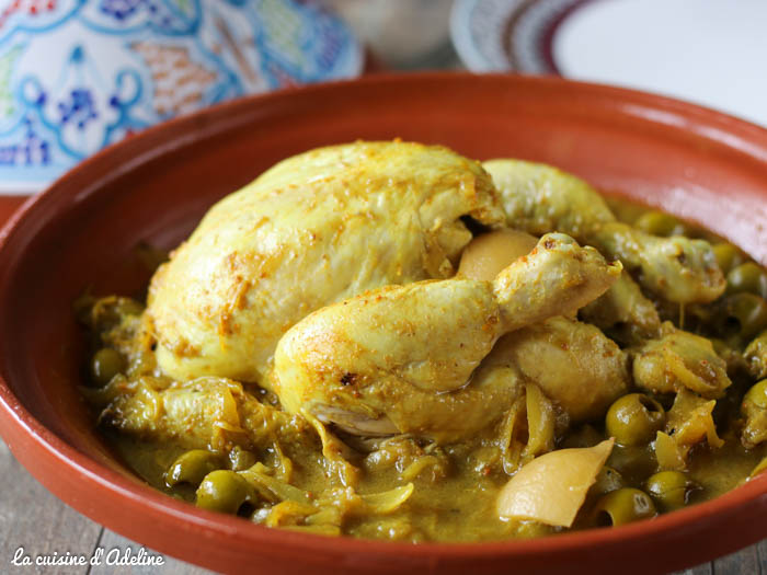 Tajine de poulet aux olives et citron confit