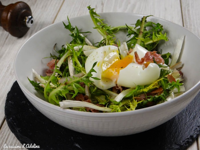 salade de pissenlit oeuf mollet