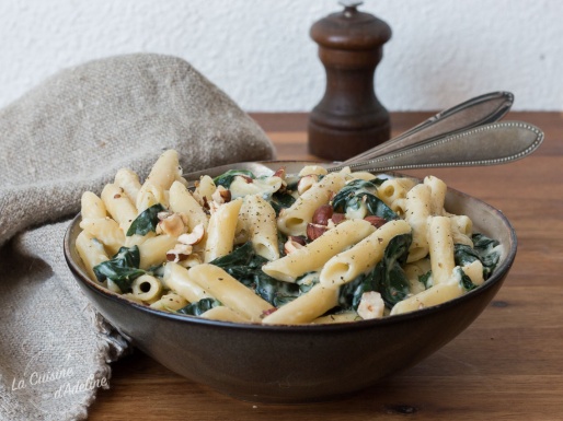 Risotto de penne épinards gorgonzola recette