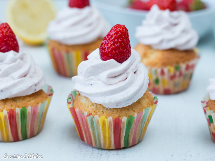 Cupcakes fraise citron glaçage mascarpone - Lilie Bakery