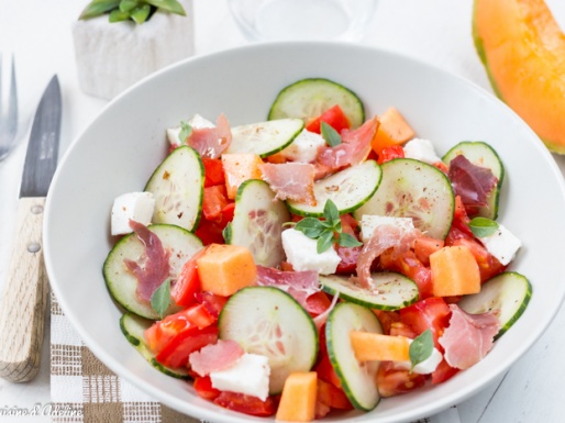 Salade de concombre tomate melon et mozzarella recette équilibrée