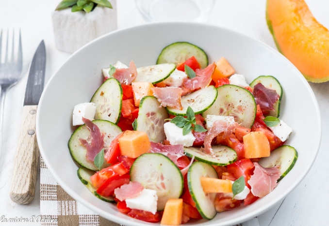 Salade de concombre tomate melon et mozzarella recette équilibrée