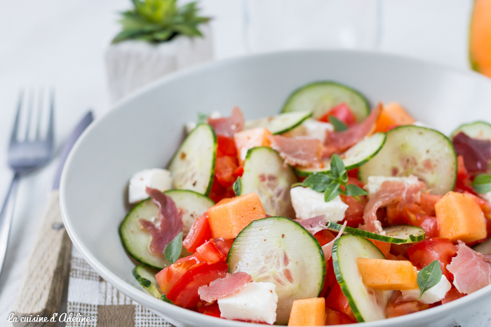 Salade fraîche au melon et mozzarella - Clemfoodie