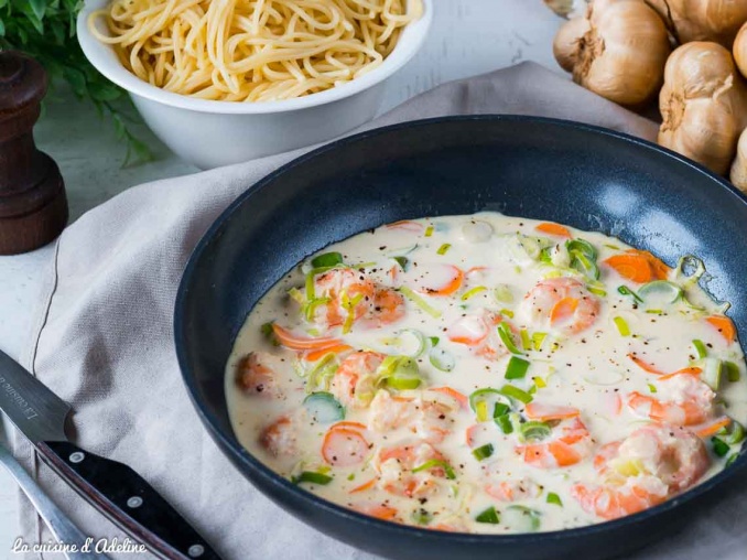 Crevettes sautées à la crème recette facile