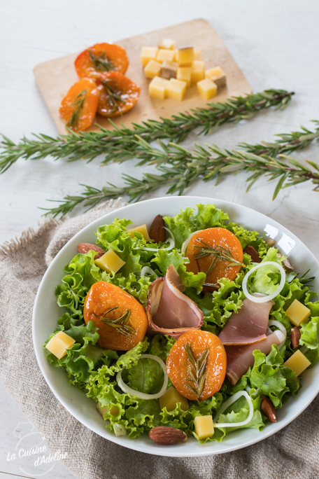 Salade aux abricots rôtis et vinaigrette aux figues recette