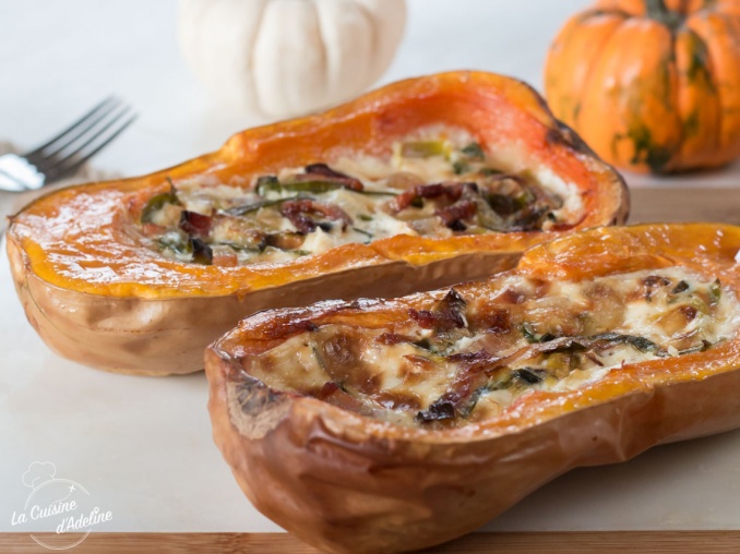 Courge butternut farcie (crème, lardons, poireau) | La Cuisine d'Adeline