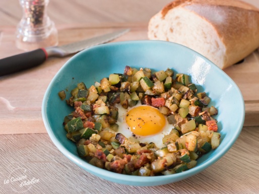 Courgette au chorizo et oeuf au plat recette