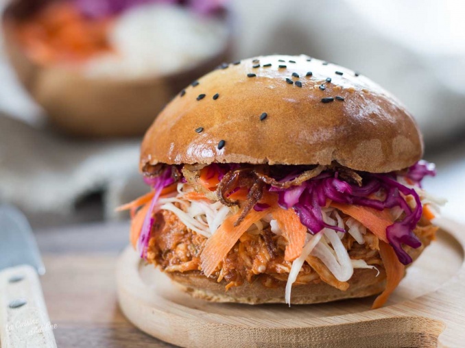 Burger au poulet façon pulled pork recette de saison