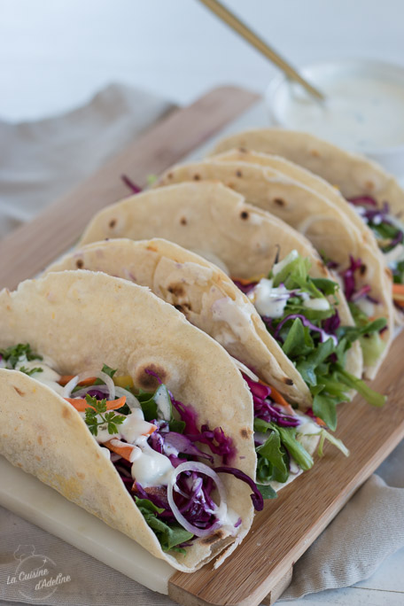 Tacos aux crudités sauce fromage blanc