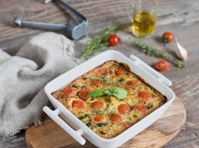 Clafoutis de courgette et tomates cerises