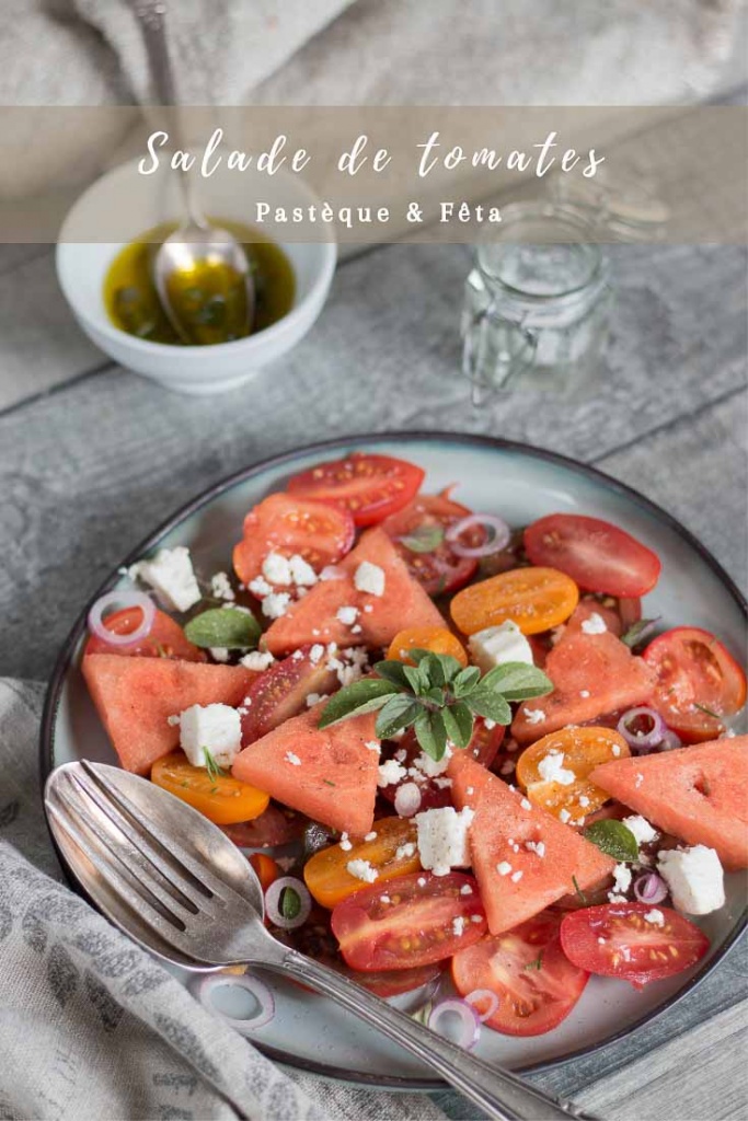 Salade tomate pastèque fêta recette Pinterest