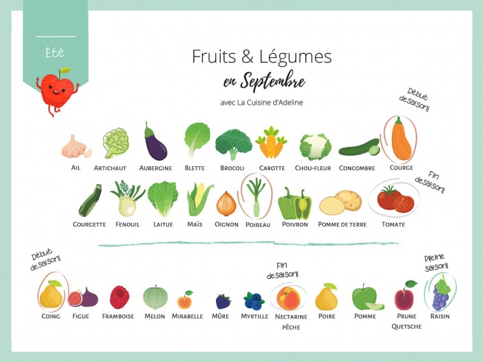 Fruits et légumes de saison en septembre - Liste et idées recettes