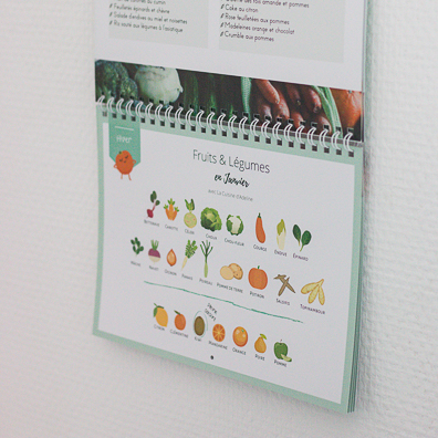 Calendrier perpétuel à suivre au fil des mois Fruits et Légumes de saison Format 21 x 29,7 cm | Idée cadeau Livre de cuisine chaque année A4 