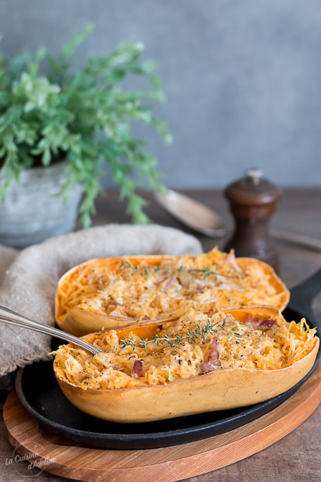 Courge spaghetti façon carbonara recette