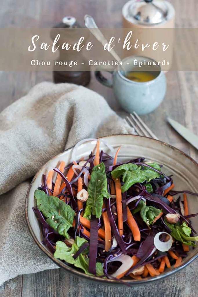 Salade de chou rouge carottes épinards - Salade d'hiver Pinterest